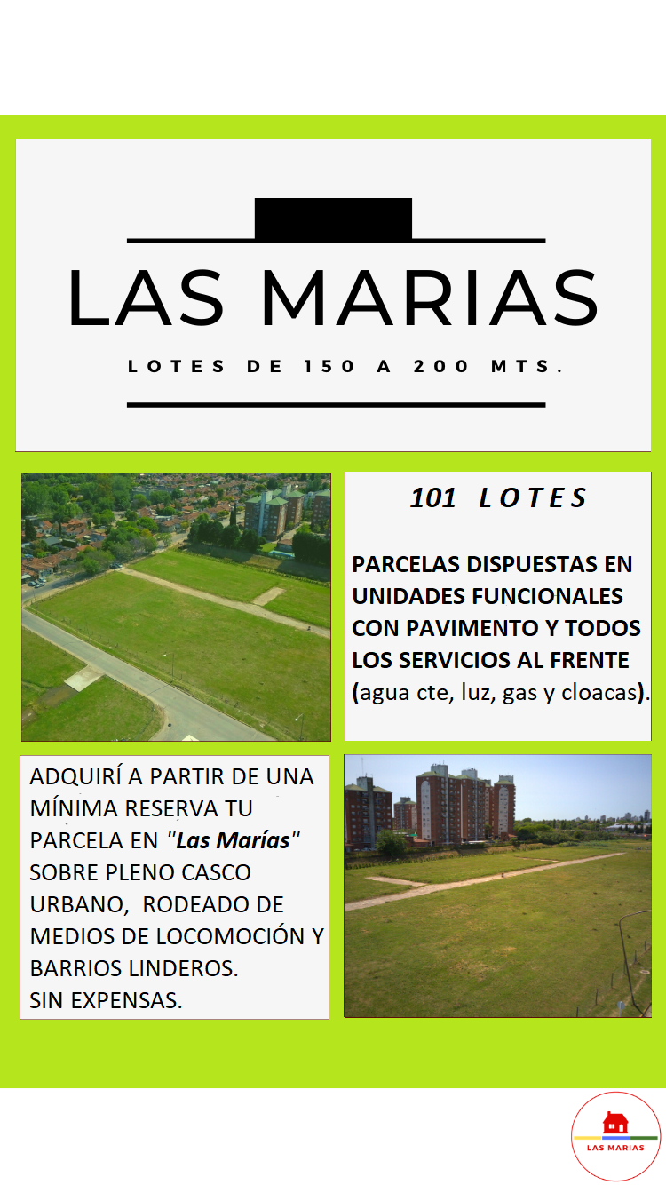 Barrio Las Marias lotes de 150 a 200 metros cuadrados economicos ideal inversion inversionistas terreno para construir accesible reserva
